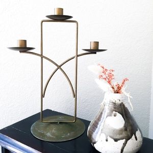 Brass MCM Three tiered candelabra candlestick